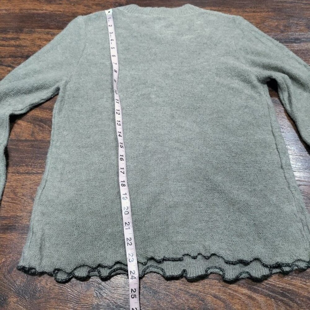 ZARA Wool Alpaca Blend Lightweight Base Layer Ruffled Hem Sweater Women's Small - Picture 10 of 10